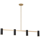 Zentro 4 Light Linear Chandelier Satin Brass By Generation Lighting Main View 2