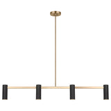 Zentro 4 Light Linear Chandelier Satin Brass By Generation Lighting Main View 3