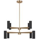 Zentro Eight Light Chandelier Satin Brass By Generation Lighting - Front View