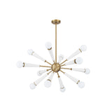 Zodiac Chandelier 34'' Aged Brass + Matte White