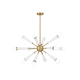 Zodiac Chandelier 34'' Aged Brass + Matte White