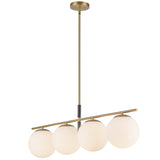 Zuri Linear Pendant Light Brushed Gold Opal Glass By Alora - Side View1