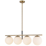 Zuri Linear Pendant Light Brushed Gold Opal Glass By Alora - Side View