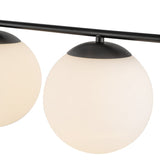 Zuri Linear Pendant Light Matte Black Opal Glass By Alora - Detailed View