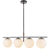 Zuri Linear Pendant Light Matte Black Opal Glass By Alora - Front View