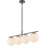Zuri Linear Pendant Light Matte Black Opal Glass By Alora - Side View