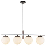 Zuri Linear Pendant Light Matte Black Opal Glass By Alora