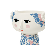 Bjørn Wiinblad Eva Vase, Blue/Rose, H: 7.3" By Bjorn Wiinblad