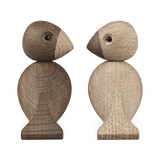 Kay Bojesen Lovebirds, Oak/Smoked Oak, H: 3.5" By Kay Bojesen