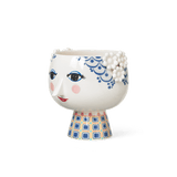 Bjørn Wiinblad Eva Flower Pot on Base, Blue, H: 8.3" By Bjorn Wiinblad