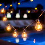 Stella Solar String Lights - over a pool at night
