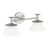 Tremolo 20-inch 2-light Brushed Nickel and Polished Nickel Vanity Light with Etched Opal Glass