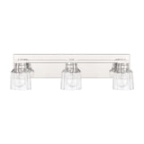 Dryden 24-inch 3-light Polished Nickel Vanity Light with Clear Ribbed Glass Shades