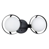 Parker 16-inch 2-light Matte Black Vanity Light with Etched Opal Glass Shades