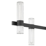 Ristretto 50-inch 12-light Matte Black LED Linear Chandelier with Clear Ribbed and White Acrylic Shades