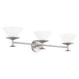 Tremolo 33-inch 3-light Brushed Nickel and Polished Nickel Vanity Light with Etched Opal Glass