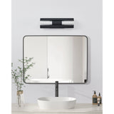 Colton 18-inch 2-light Textured Black 5CCT LED Vanity Light with Etched Opal Glass Shades