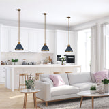 Doyle 13-inch 1-light Natural Brass Pendant Light with Matte Blue Metal Shade