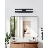 Colton 24-inch 2-light Textured Black 5CCT LED Vanity Light with Etched Opal Glass Shades