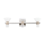 Blake 25-inch 6-light Polished Nickel and Champagne Gold 5CCT LED Vanity Light with Clear and Clear Ribbed Glass