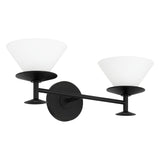 Tremolo 20-inch 2-light Matte Black and Champagne Gold Vanity Light with Etched Opal Glass