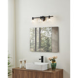 Valentina 24-inch 3-light Matte Black Vanity Light with Clear Glass Shades