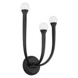 Dahlia 18-inch 3-light Textured Black Wall Sconce with Opal Glass Shades