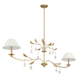 Presley 56-inch 2-light Champagne Gold Linear Chandelier with Clear Glass Drops and White Linen Shades