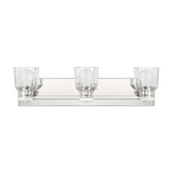 Dryden 24-inch 3-light Polished Nickel Vanity Light with Clear Ribbed Glass Shades