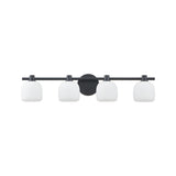 Valentina 30-inch 4-light Matte Black Vanity Light with Etched Opal Glass Shades