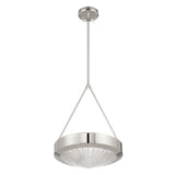 Agate 15-inch 3-light Polished Nickel Pendant Light with Clear Holophane Glass Shade