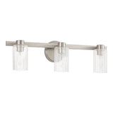 Bedminster 24-inch 3-light Brushed Nickel Vanity Light with Clear Ribbed Glass Shades