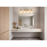 Andrea 32-inch 4-light Champagne Gold Vanity Light with Clear Ribbed Glass Shades