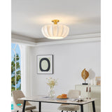 Bryony 22-inch 4-light Brushed Gold Convertible Pendant with White Synthetic Silk Shades