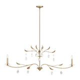 Presley 56-inch 2-light Champagne Gold Linear Chandelier with Clear Glass Drops and White Linen Shades