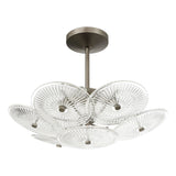 Avril 18-inch 4-light Forged Bronze Convertible Pendant with Clear Starburst Glass Shade