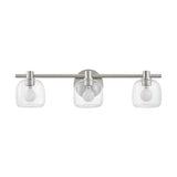 Valentina 24-inch 3-light Brushed Nickel Vanity Light with Clear Glass Shades