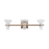 Blake 25-inch 6-light Champagne Gold and Polished Nickel 5CCT LED Vanity Light with Clear and Clear Ribbed Glass