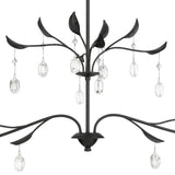 Presley 56-inch 2-light Textured Black Linear Chandelier with Clear Glass Drops and White Linen Shades