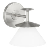 Tremolo 7-inch 1-light Brushed Nickel and Polished Nickel Vanity Light with Etched Opal Glass