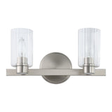 Bedminster 14-inch 2-light Brushed Nickel Vanity Light with Clear Ribbed Glass Shades