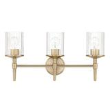 Andrea 24-inch 3-light Champagne Gold Vanity Light with Clear Ribbed Glass Shades