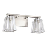 Valentin 15-inch 2-light Brushed Nickel Vanity Light with Clear Pressed Glass Shades