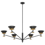 Tremolo 48-inch 6-light Textured Black and Champagne Gold Chandelier