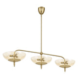 Fiorello 54-inch 9-light Brushed Gold Linear Chandelier with Smoked Amber Glass Shades