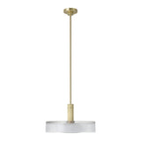 Como 18-inch 1-light Champagne Gold Convertible Pendant with Clear Ribbed and Opal Glass Shade