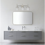 Andrea 24-inch 3-light Polished Nickel Vanity Light with Clear Ribbed Glass Shades