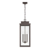 Hillside 11-inch 3-light Dark Bronze Exterior Pendant Light with Clear Glass