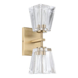Valentin 13-inch 2-light Champagne Gold Vanity Light with Clear Pressed Glass Shades