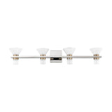 Blake 35-inch 8-light Polished Nickel and Champagne Gold 5CCT LED Vanity Light with Clear and Clear Ribbed Glass